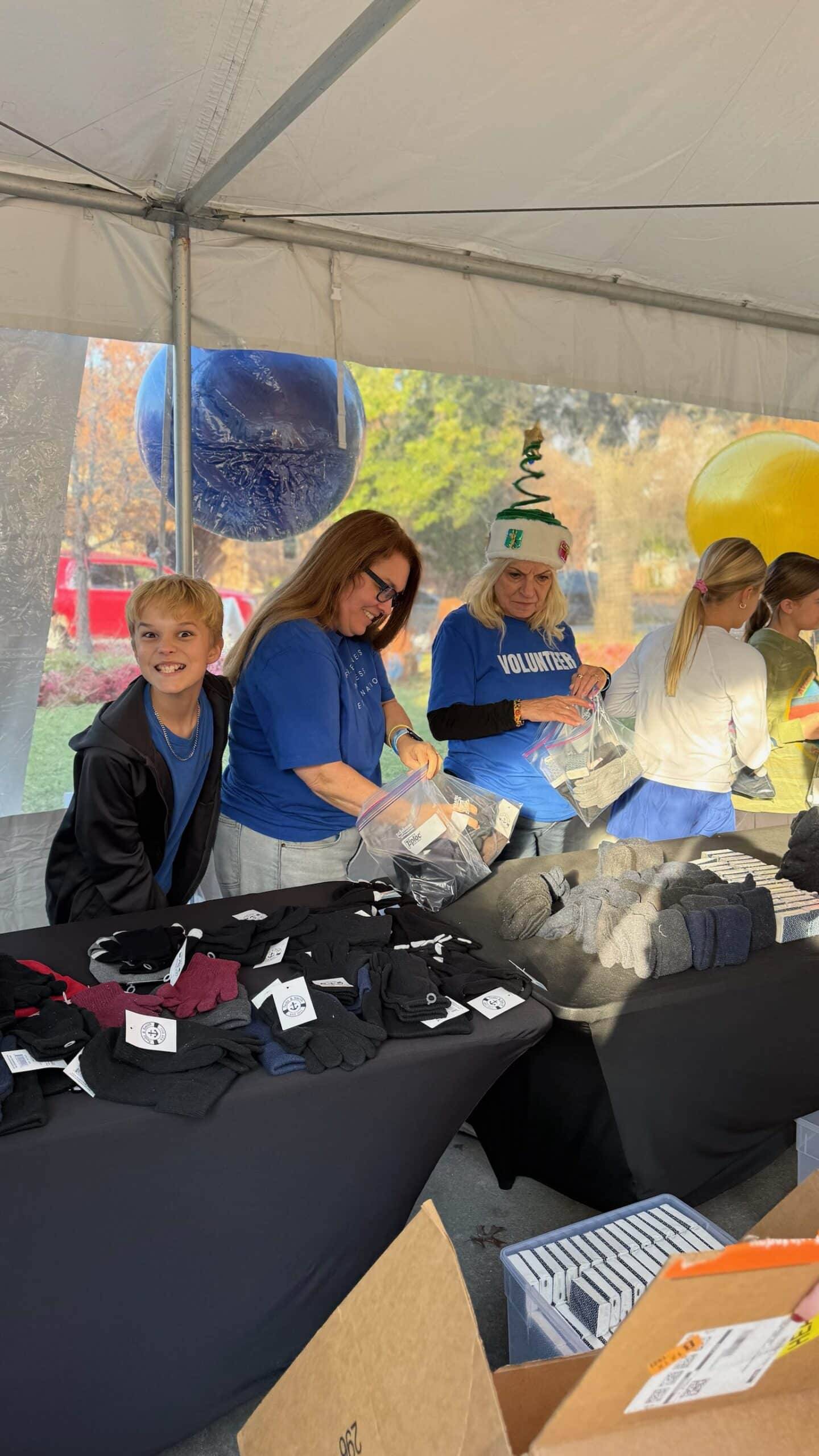 People under a tent outside