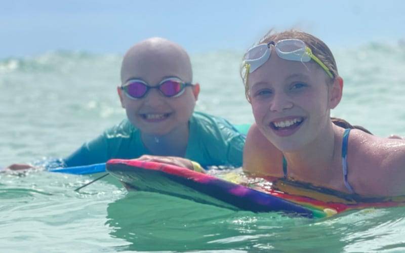 two children in the ocean water